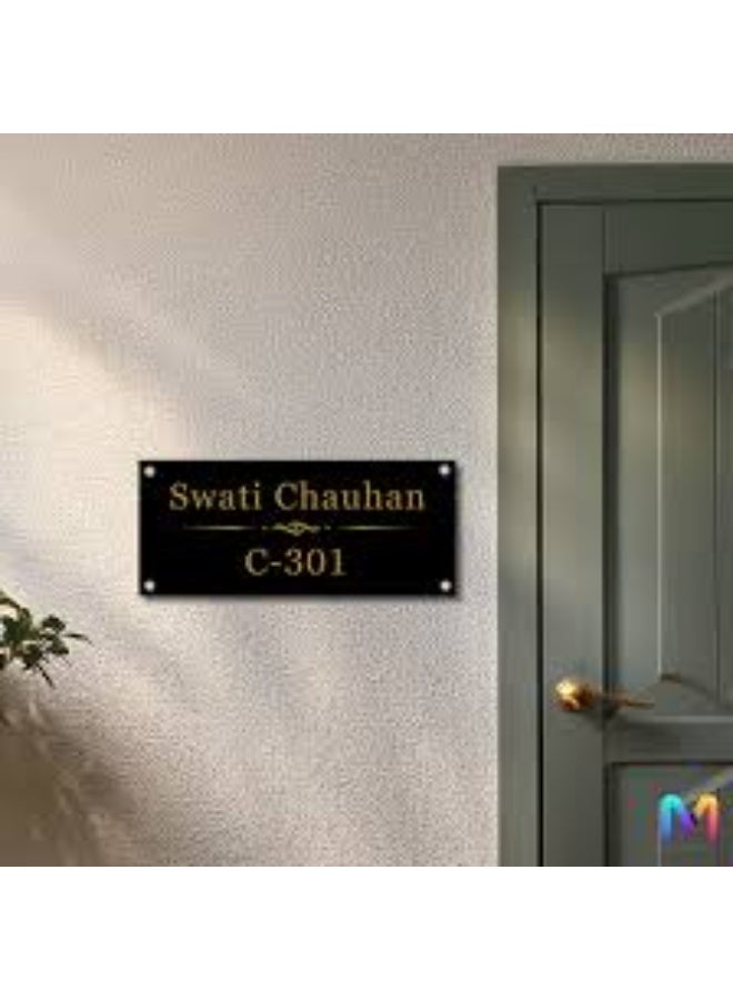 EMAAZZ LLC Customized Black Acrylic Name Plate with Gold Lettering for Office Door Home Entrance Professional Wall Name Board - Image 2